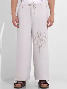 The Indian Garage Co Men Embroidered Loose Fit Joggers Trousers