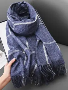 QUECY Women Striped Scarf With Tasselled