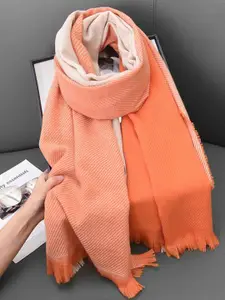 QUECY Women Striped Scarf with Frayed Border