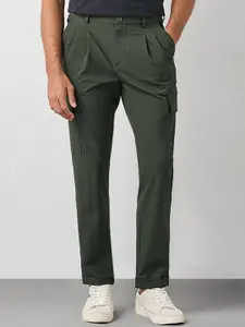 Red Flame Men Relaxed Tapered Fit Cargos Trousers