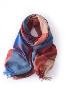 QUECY Women Checked Scarf with Tasselled Border