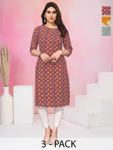 KETAKI FASHION Women Pack of 3 Pure Crepe Straight Kurta