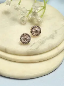 Biba Rose Gold Plated Artificial Stones Studded Circular Shaped Studs