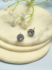 Biba Silver-Plated Artificial Stones Studded Circular Shaped Studs
