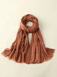 QUECY Women Cotton Scarf With Frayed Border
