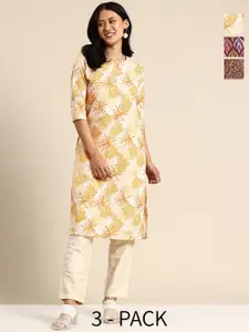 KETAKI FASHION Women Pack of 3 Floral Printed Daily Straight Kurtas