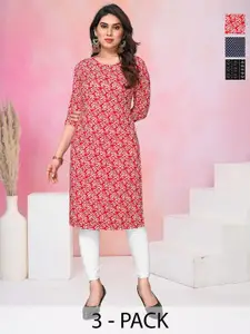 KETAKI FASHION Women Pack of 3 Floral Printed Daily Straight Kurtas
