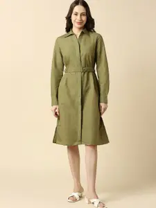 Allen Solly Woman Belted Shirt Dress