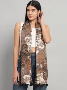 Ravaiyaa Women Floral Printed Scarf With Tasselled Border