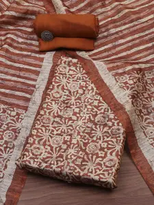 Biba Floral Printed Beads And Stones Unstitched Dress Material