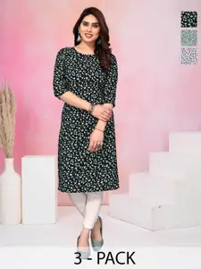 KETAKI FASHION Women Pack Of 3 Ethnic Motifs Printed Crepe Kurta