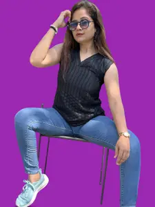 Bhanderi Fashion Women V Neck  Georgette Top