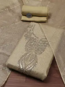 Biba Floral Embroidered Beads and Stones Tissue Unstitched Dress Material