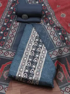 Biba Floral Priented Mirror Work  Unstitched Dress Material