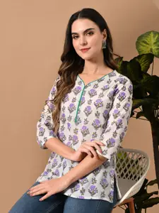 Anouk Rustic Floral Printed V-Neck Pure Cotton Kurti