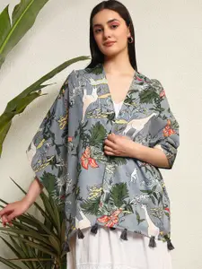 Ravaiyaa Women Printed with Tasselled Cotton Scarf