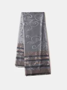 QUECY Women Ethnic Motifs Print Scarf with Taping Border