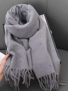 QUECY Women Printed Frayed Scarf