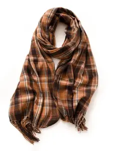 QUECY Women Checked Tasselled Scarf