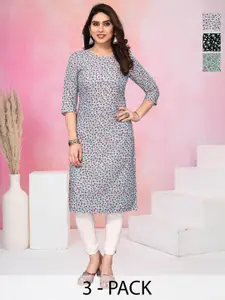 KETAKI FASHION Women Pack of 3 Floral Printed Daily Straight Kurtas