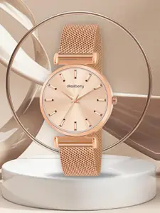DressBerry Women Patterned Dial & Stainless Steel Straps Analogue Watch DB-LR003-ROSE GOLD
