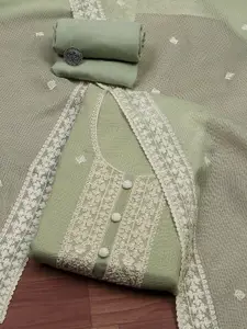 Biba Floral Embroidered Thread Work Pure Cotton Unstitched Dress Material