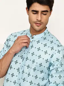Jompers Floral Printed Mandarin Collar Cotton Kurta