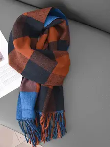 QUECY Women Checked Scarf with Tasselled Border