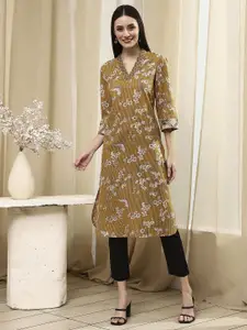 Biba Women Floral Printed Daily Cotton Straight Kurta
