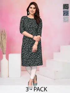 KETAKI FASHION Women Pack of 3 Floral Printed Daily Straight Kurtas