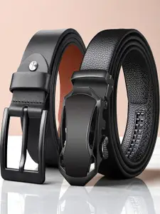 Provogue Men Pack of 2 Textured Leather Formal Belt