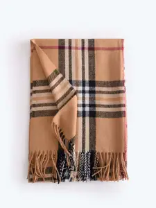 QUECY Women Checked Scarf with Tassels