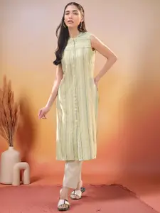 Sangria Women Striped Daily Cotton Straight Kurta