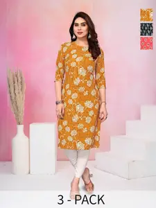 KETAKI FASHION Women Pack of 3 Geometric Printed Daily Straight Kurtas