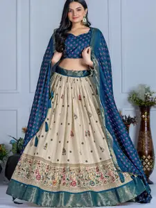 Aika Printed Ready to Wear Silk Lehenga & Unstitched Blouse With Dupatta