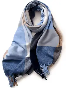 QUECY Women Checked Scarf with Tasselled Border