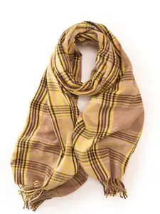 QUECY Women Checked Scarves With Tasselled
