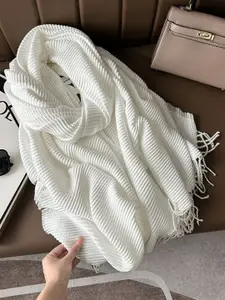 QUECY Women Self Design Tasselled Scarf