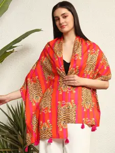 Ravaiyaa Women Printed Cotton Scarf With Tasselled