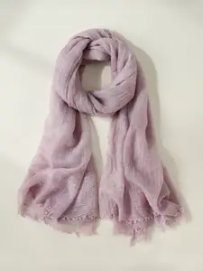 QUECY Women Self Design Scarf with Frayed Border