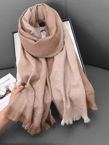 QUECY Women Striped Tasselled Border Scarf