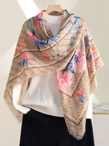 QUECY Women Printed Frayed Scarf