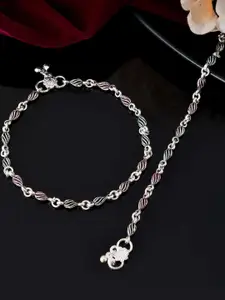 Sangria Stainless Steel Silver-Plated Anklet