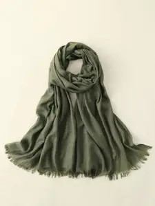 QUECY Women Cotton Frayed Border Scarf