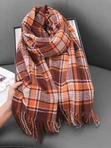 QUECY Women Checked Frayed Scarf