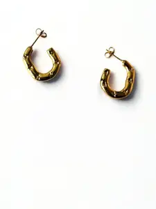 The Jewellery Tale Stainless Steel Gold Plated Contemporary Half Hoop Earrings