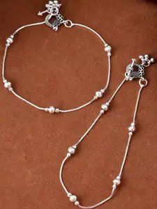 Sangria Stainless Steel Silver-Plated Anklet