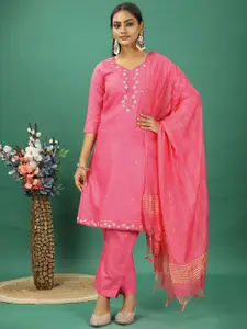 Ethnovog Floral Embroidered Sequinned Unstitched Dress Material