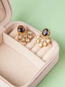 Niscka Gold-Plated Kundan Circular Studs
