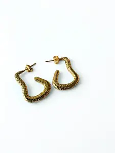 The Jewellery Tale Stainless Steel Gold Plated Contemporary Half Hoop Earrings